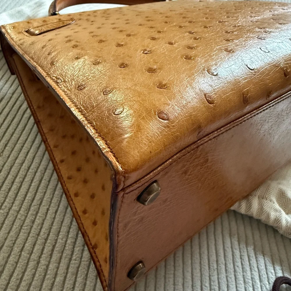 Hermes Cognac Ostrich Leather Kelly 32 - Picture 12 of 16